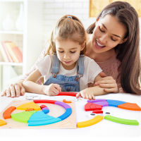 Rainbow Creative Building Blocks Childrens Imagination Enlightenment Early Childhood Parent-child Wooden Puzzle Kids Toys