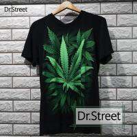 Dr.Street เสื้อยืดใบกัญชา  ลายเต็มทั้งด้านหน้า-หลัง ✨ สกรีนสีเรืองแสง​ Glow​ in​ the​ Dark