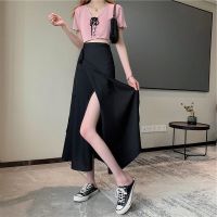 COD DSFERTGERRYYY Spring Loose Slimmer Look Mid-Length Skirt Chiffon Womens Solid Color High-Waist All-Match One-Piece Long High Waist 4.8