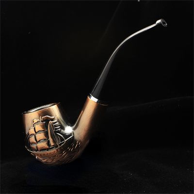 【CC】 2023 New Hot-selling classic old-style pipe electroplated bronze and copper smooth sailing pipe ship resin