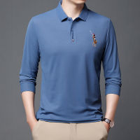 ผู้ชายอินเทรนด์ polo ผู้ชายฤดูใบไม้ร่วงแฟชั่นใหม่บางปักลำลองเสื้อ bottoming ผู้ชายแขนยาว T ขายส่งเสื้อยืดในสต็อก