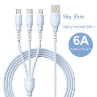 Eastwing กาวเหลวนิ่มสายข้อมูล6A ชาร์จเร็วสุดๆ3n สายเคเบิ้ลไนล่อนถักชาร์จเร็ว1 USB สายข้อมูล Usb ขนาดเล็ก Typec/ip ความเร็วสูง