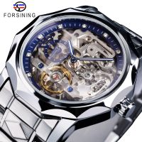 ⌚Forsining นาฬิกา Tourbillon อัตโนมัติหรูนาฬิกาไขลานหน้าปัดลายโครงกระดูกนาฬิกาข้อมือกลางแจ้งเพชร Relogio Masculino