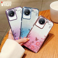 VRQR สำหรับ Vivo Y02 Y02A Y02t ฤดูใบไม้ร่วง รูปผีเสื้อดาวเคสโทรศัพท์ภาษาอ่อนนุ่มขอบต่อต้านป้องกันร่วงหล่น