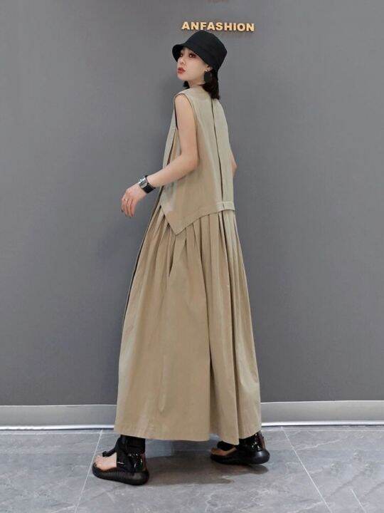 xitao-dress-solid-color-casual-sleeveless-dress