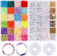 2023 26 Letters Custom Bracelet Necklace Flat Round Polyer Clay Beads For Jewelry Making Kit Kids Favor DIY Jewelry Accessories Set