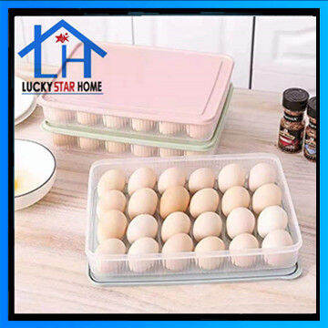 Egg Container, 24 Refrigerator Eggs Container with Lid, Plastic ...