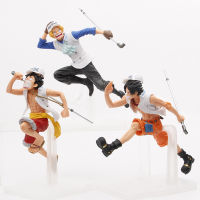 3Pcslot Figure Toys Monkey D Luffy Portgas Ace Sabo Running Brother Collectible Figure Model Dolls Gifts