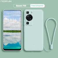 NORVIK เคสกันกระแทก Huawei P60เลนส์เคสโทรศัพท์แข็ง,ฝาหลัง TPU แบบนิ่มที่เป็นซิลิโคนเหลวขอบตรงพร้อมสายคล้อง N26-D2