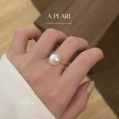 ESCOBAL✨แหวนไข่มุก A Pearl แหวนมุก 10mm ธรรมชาติแท้ 100% แหวนเงินแท้ แหวนปรับขนาดได้ แหวนแฟชั่น แหวนผู้หญิง แหวนเกาหลี