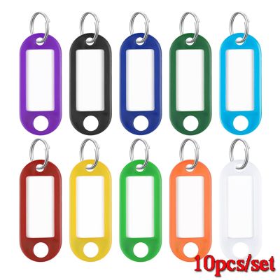 10pcs/Set Classic Tags Labels Key Chains Reusable Plastic Baggage Luggage Tags With Split Ring Label Window For Diy Name Number