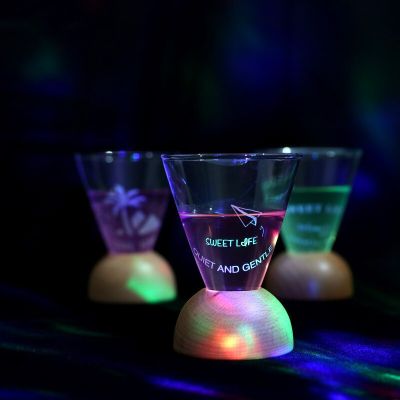 Bar Creative Cone Liquor Spirit Bomb Shot Glass With Natural Beech Wood Coaster Rainbow Cocktail Depth Charge Cups Vodka Glasses