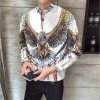 Fashion Printed Mens Fashion Polo Street Guy Dress&amp;Casual Long Sleeve Shirt