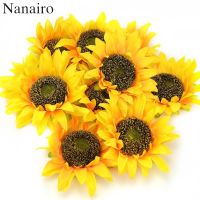 6pc 14cm Large Sunflower Head Artificial Silk Flowers for DIY Scrapbooking Wreath Craft Home Wedding Decoration Fake Flowers