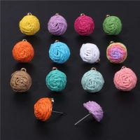 【YF】►♛✸  New Fashion Rattan Woven Raffia Semicircular Earrings Accessory Colourful Boho Findings Diy Seaside Jewelry