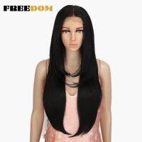 FREEDOM Synthetic Wigs For Black Women Heat Resistant Straight 613 Orange Blonde Lace Front Wigs Natural Hairline Cosplay Hair Gift ของขวัญ