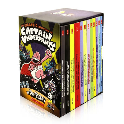12 เล่ม/ชุด The gigantic collection of Captain underpants by DAV pilkey ชุดหนังสือนิทานภาษาอังกฤษหนังสือการ์ตูนสำหรับเด็