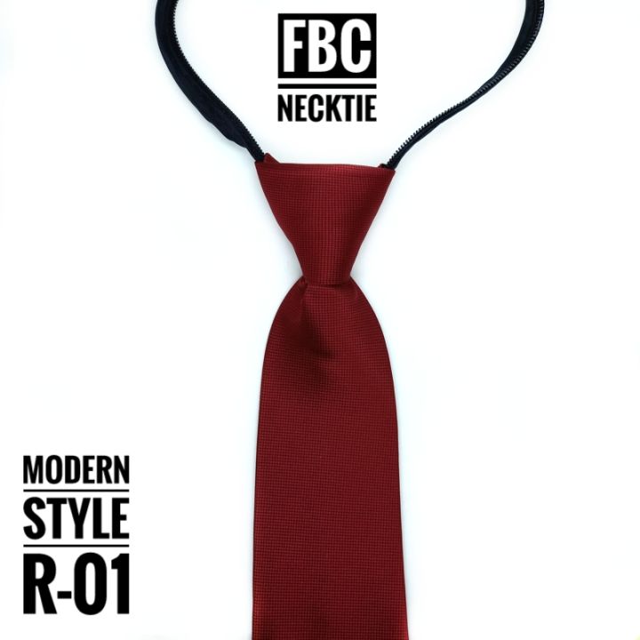 r-02-เนคไทสำเร็จรูปสีแดง-ไม่ต้องผูก-แบบซิป-men-zipper-tie-lazy-ties-fashion-fbc-brand-ทันสมัย-เรียบหรู-มีสไตล์