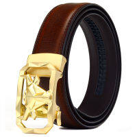 BATOORAP Fashion Luxury Mens Belt Genuine Leather High Quality Novelty Gold Null Print Metal Buckle Brown Cowhide Trouser Belts