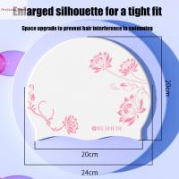 ARETAEUS หมวกว่ายน้ำซิลิโคนยืดหยุ่นพิมพ์ลายดอกบัว,หมวกซิลิโคนว่ายน้ำอุปกรณ์เสริมว่ายน้ำกันน้ำมีผมยาวเด็กผู้หญิง