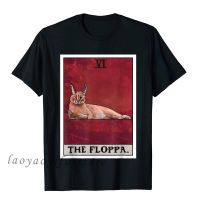 เสื้อยืดผ้าฝ้ายKawaii The Floppa Caracal Cat Tarot Card Creative Meme TShirt ผู้หญิงผู้ชาย Tees ชายเสื้อสบายแฟชั่นผู้ชายเสื้อผ้า