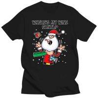 Wheres My Wine Santa Funny Christmas Mens T-Shirt