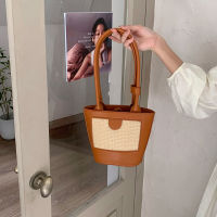 Korean Niche Design Straw Woven Handbag Bag 2023 New Bucket Bag Retro Hand Carry Single Shoulder Underarm Bag
