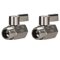 2X 304 Stainless Steel Mini Ball Valve(1/2 Inch Female X Male) NPT Thread  Water Flow Regulator Head Control Valve