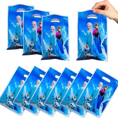 50pcs Cartoon Theme Favors Wrapping Bag Frozen Princess Loot Bag Kid Birthday Party Candy Cookie Packing Gift Bag Gift Wrapping  Bags