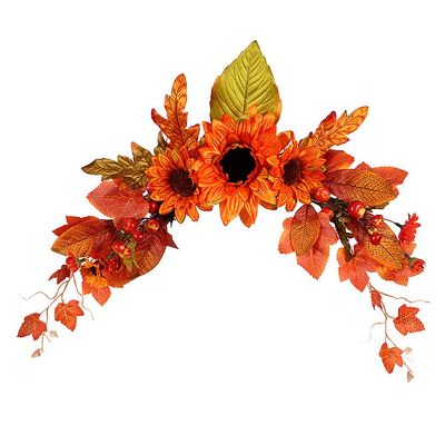 Artificial Sunflower Swag for Front Door Wall Hanging Wreath for Home Arch Door Wall Wedding Thanksgiving Decoration