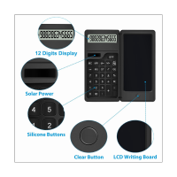 Calculator with Notepad, 12 Digits LCD Display Solar Desktop Calculator Portable Calculator for Office, School and Home