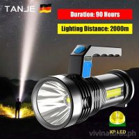 [Ready Stock] Up To 2000M High Power Super Bright LED Searchlight Outdoor Handheld Portable Spotlight Rechargeable Flashlight USB Long Shots Lamp