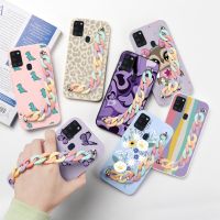 [Electronic film] Heart Swirl สร้อยข้อมือโซ่สำหรับ Samsung Galaxy A21S Capa 6.5 Quot; Soft TPU Cover A 21 S A21 S SM-A217F Funda กระเป๋า