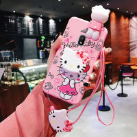 เคสนิ่มลายการ์ตูนHello Kitty,เคสพร้อมที่ตั้งโทรศัพท์มีสายคล้องคอสำหรับSamsung Galaxy J2 Pro J3 Pro J4 Plus J5 Prime J5 Pro J5 2017 J6 Plus J7 2015 J7 Core J7 2016 J7 Pro J7 Primeการ์ตูน3Dสีชมพูคลุม