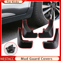 4ชิ้นเซ็ตรถ Mud Flaps สำหรับ Nissan Kicks 2017 2018 2019 2020 2021 2022 2023ด้านหน้าด้านหลัง Mudflaps Mud Guard อุปกรณ์เสริม