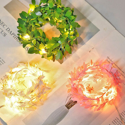 2M3M5M10M String Light Green Leaf Garland Fairy Lights LED Flexible Copper Artificial Leaf Vine Lights for Christmas Wedding