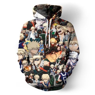 เสื้อกันหนาวมีฮู้ดพิมพ์ลาย My Hero Academia 3 D สําหรับผู้หญิงและผู้ชาย