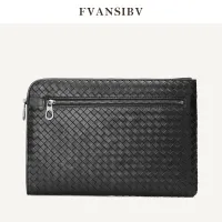 Business Mens Clutch Bag 100 Genuine Leather Sheepskin Woven Luxury nd Envelope Bag Multi-Function Large Capacity A4 Paper