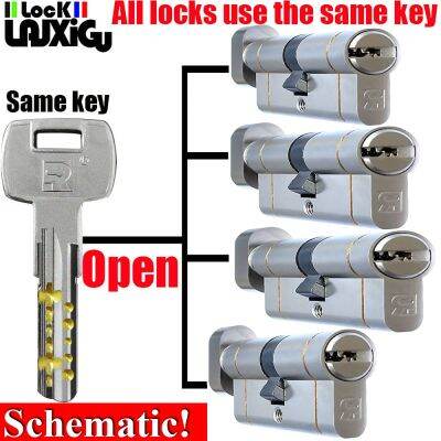 กุญแจล็อคกระบอกสูบ11พินแบบป้องกันการโจรกรรมปรับแต่งกุญแจเดียวกันเพื่อเปิดประตูกระบอกสูบมาตรฐานยุโรปคุณภาพสูง