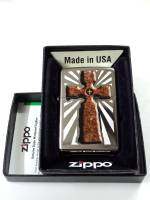 ZIPPO 28801  CROSS    ผลิตปี2014   สีเงิน ผิวโครเมี่ยมขัดเงา  ลายแบบสกรีน+เลเซอร์  ของใหม่  มาพร้อมกล่อง  รับประกันของแท้ นำเข้าจากอเมริกา