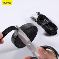 ▩□ Baseus ม้วนเทปไนล่อนพันสายไฟ สายเคเบิ้ล 1m Cable Manegement Winder Wire Organizer Free Cut Strong Velcro Straps for Cable Various Wire Storage