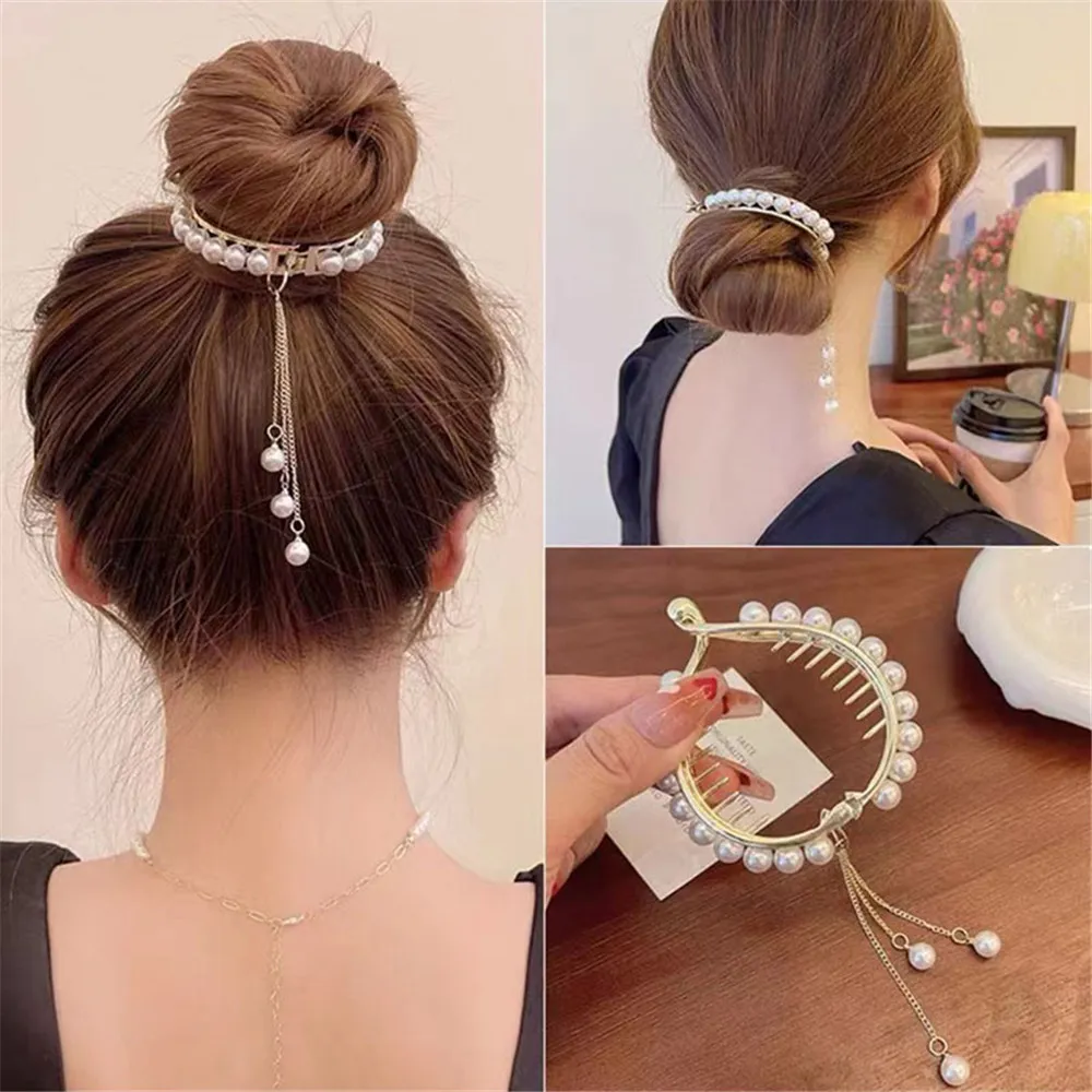 New Vintage Women's Hair Claws Elegant Pearl Tassel Head Hairpin Back Head Hair  Clip Hair Accessories | Lazada PH