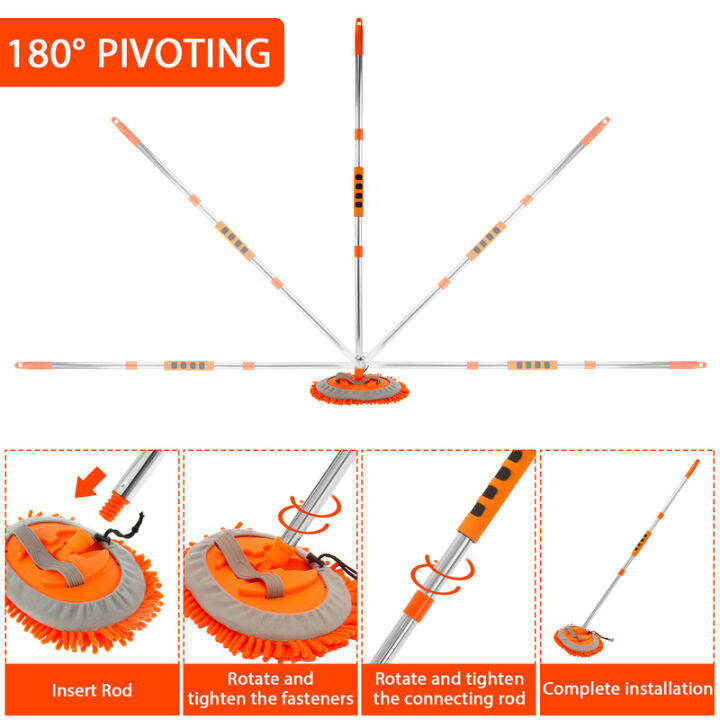 ถุงมือถูพื้นล้างรถด้ามจับยาว180-ล้างรถแปรงทำความสะอาดไม้ถูพื้นพร้อมผ้ากำมะหยี่นุ่มหน้าต่างสำหรับเปลี่ยนไม้กวาดหุ้มยางล้างรถแปรงทำความสะอาดใช้ซ้ำได้ไม้ถูรถ-xinanhome