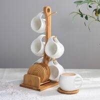 Tea Cups Wooden Coasters Set