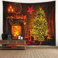 Home Decoration Accessories Christmas Background Tapestry Fireplace Christmas Tree Decoration Wall Hanging Decoration Mural