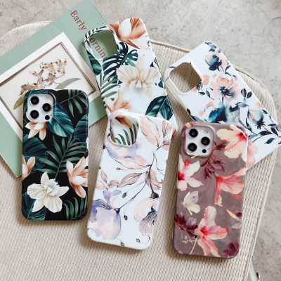 Matte Floral Case For iPhone 14 12 mini 13 11 Pro Max XR XS Max X 7 8 Plus Soft TPU Tropical Leaf Flowers Girl Phone Cases Cover