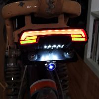 General Waterproof Motorcycle Scooter Light License Plate Light Tail Rear Brake Stop Double Flash Warning Dynamic Turn Signal