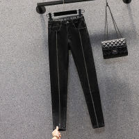 Autumn Hot Drilling Stretch Jeans Women Skinny Plus Size Black Pencil Denim Pants Ladies Slim Letters Trousers Mujer Pantalones