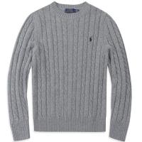 Autumn and winter mens woolen sweater POLO sweater pullover long-sleeved knitted sweater bottoming round neck cable thickened pony logo 【BYUE】