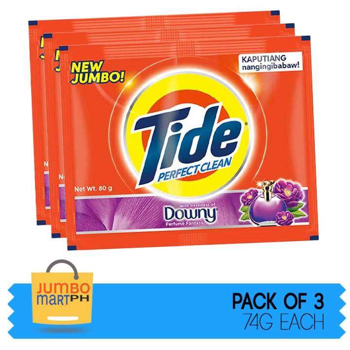 TIDE POWDER DETERGENT DOWNY PERFUME FANTASY JUMBO SACHET / 74G / SET OF ...